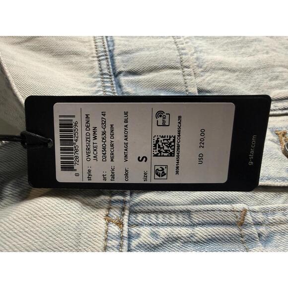 NWT G-Star RAW Oversized Denim Jacket Women’s Size Small Vintage Akoya Blue - Picture 8 of 9